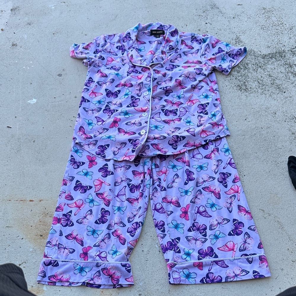 Room Service Women’s Butterfly Print Pajamas - Purple Size XS/ECH